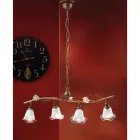 Lineární závěsná lampa 4 světla ze železných, skleněných a keramických růží - Siena Viadurini