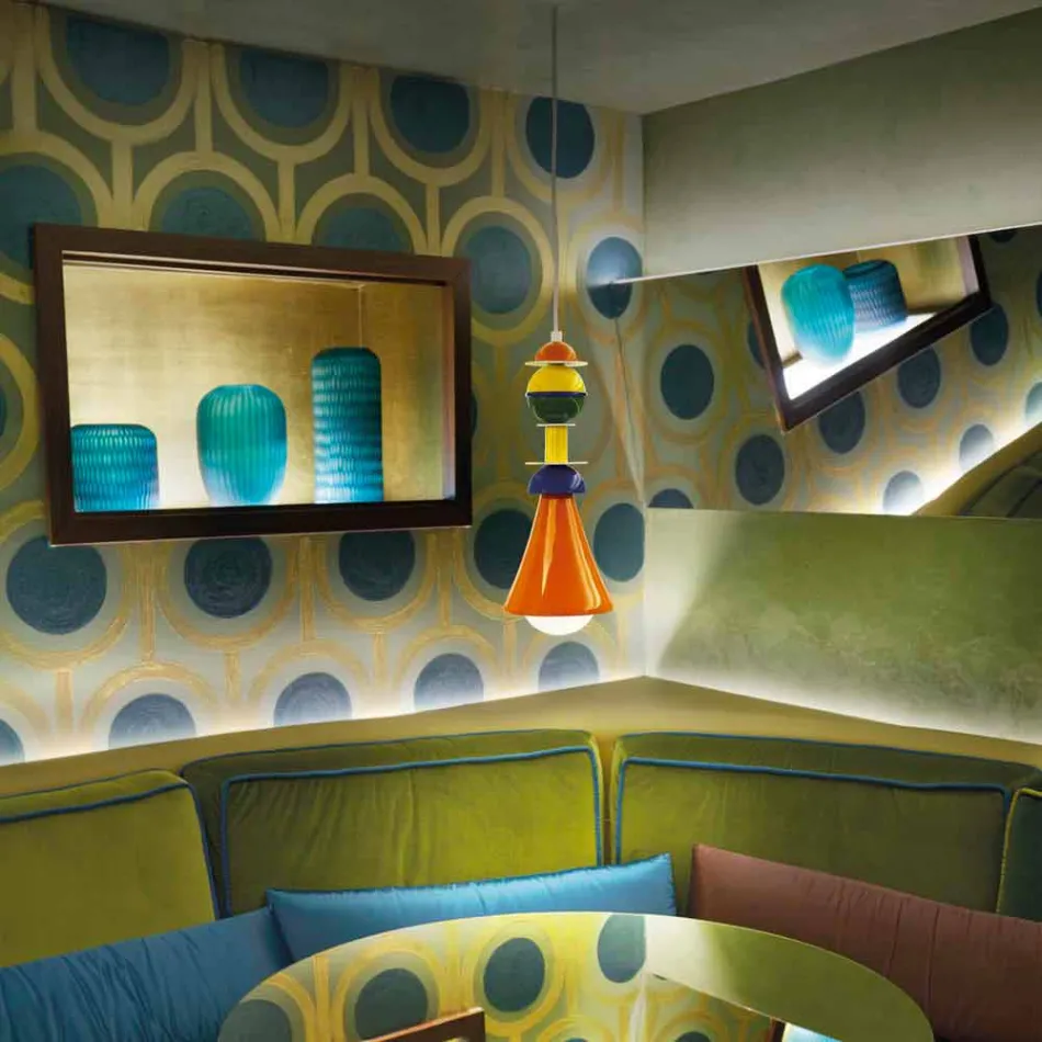 Vícebarevná závěsná lampa Slide Otello Závěsný hliník vyrobený v Itálii Viadurini