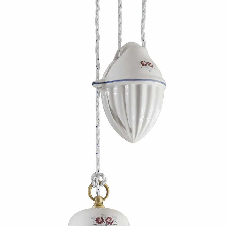 Ručně vyráběná keramická závěsná lampa z keramiky a železa - Řím Viadurini