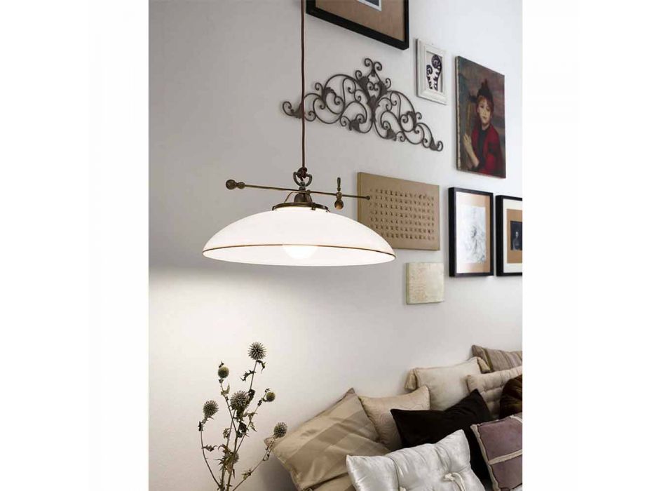 Závěsná posuvná lampa z mosazi a skla Murano - Country od Il Fanale Viadurini