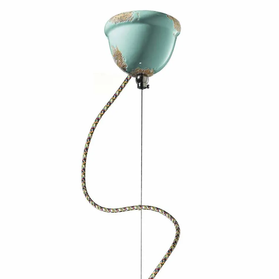 retro styl lampa řemeslně pozastavení Ferroluce Viadurini