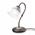 Vintage ručně malovaná železná, skleněná a keramická stolní lampa - Ferrara