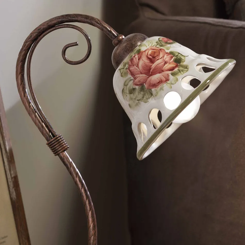 Stolní lampa z kovu a ručně vyráběné keramiky s Passanastri - Neapol Viadurini