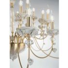 Klasický 12 světelný lustr z porcelánu a luxusního foukaného skla - Eteria Viadurini