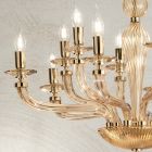 Klasický lustr s 12 světly z ručně vyráběného skla Rigaton a zlatého kovu - Fievole Viadurini