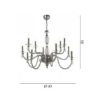 Klasický 12 světelný lustr z foukaného skla a detaily ruky - Phaedra Viadurini