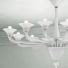 Lustr 12 světel z bílého benátského skla a chromovaného kovu - Ismail Viadurini