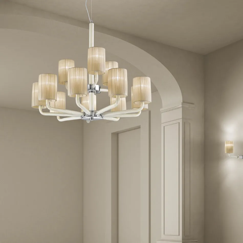 12 světel Lustr z benátského skla a kovu Made in Italy - Graham Viadurini