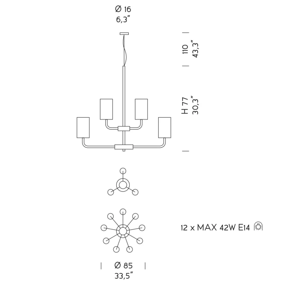 12 světel Lustr z benátského skla a kovu Made in Italy - Graham Viadurini