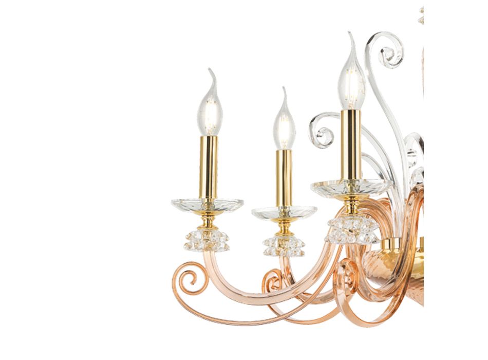 Lustr 12 světel z foukaného skla a klasický luxusní křišťál - Cassea Viadurini