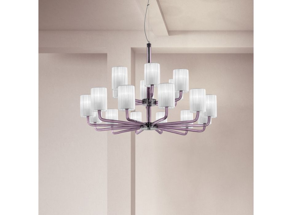 18 světel Ručně vyráběný lustr z benátského skla vyrobený v Itálii - Graham Viadurini