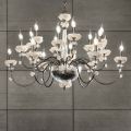 Klasický 18 světelný lustr z porcelánu a luxusního foukaného skla - Eteria