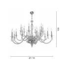 Klasický 18 světelný lustr z foukaného skla a detaily ruky - Phaedra Viadurini