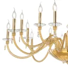 Klasický 18 světelný lustr z foukaného skla a detaily ruky - Phaedra Viadurini