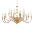 Klasický 18 světelný lustr z foukaného skla a detaily ruky - Phaedra Viadurini