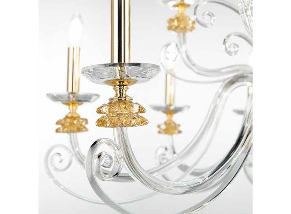 18 světel Lustr z foukaného skla a klasický luxusní křišťál - Cassea Viadurini