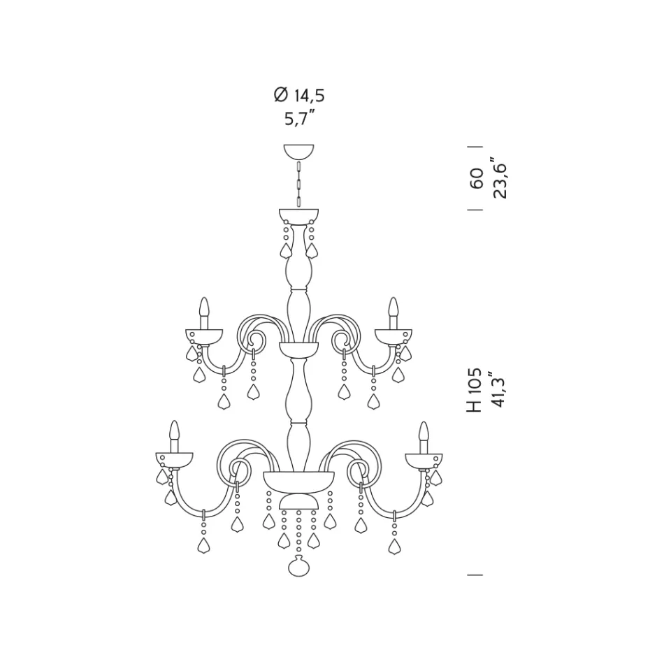 18 světel Lustr z benátského skla a kovu Classic - florentský styl Viadurini