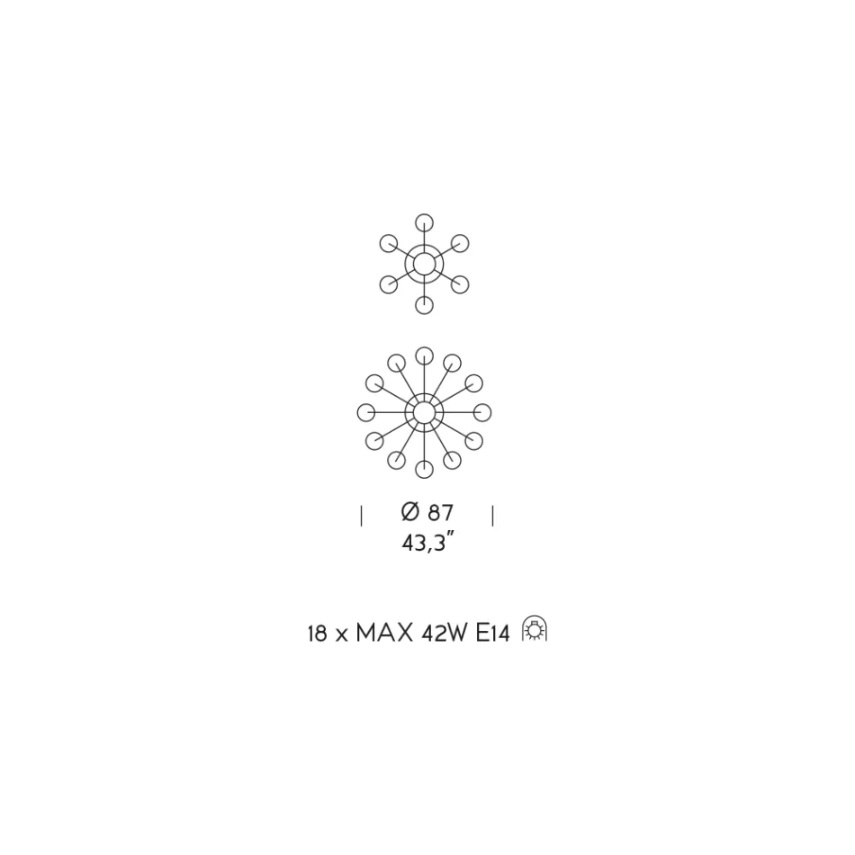 18 světel Lustr z benátského skla a kovu Classic - florentský styl Viadurini