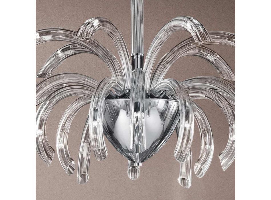 Lustr 21 světel z ručně vyráběného benátského skla a kovu - Jason Viadurini