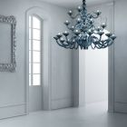 Ručně vyráběný lustr 28 světel v modrém benátském skle a kovu - Foscarino Viadurini