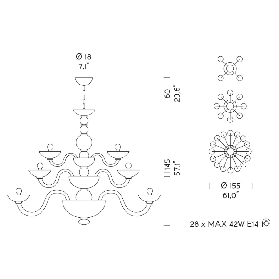 Ručně vyráběný lustr 28 světel v modrém benátském skle a kovu - Foscarino Viadurini