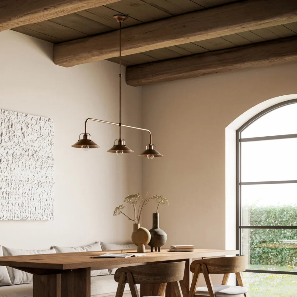 3 světelný mosazný lustr Vintage Styl Made in Italy - Cascina od Il Fanale Viadurini