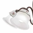 Lustr se 3 nebo 5 světly ze železa, ručně malované keramiky a skla - Ferrara Viadurini