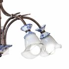 5 světel Artisan Kovový, keramický a květinový skleněný lustr - Vicenza Viadurini