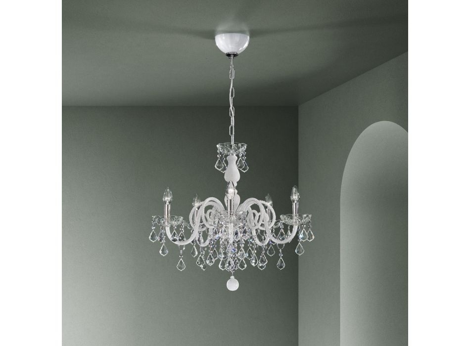 Lustr 5 světel z benátského skla a kovu Classic - florentský styl Viadurini