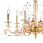 Lustr 6 světel z foukaného skla a klasický luxusní křišťál - Cassea Viadurini