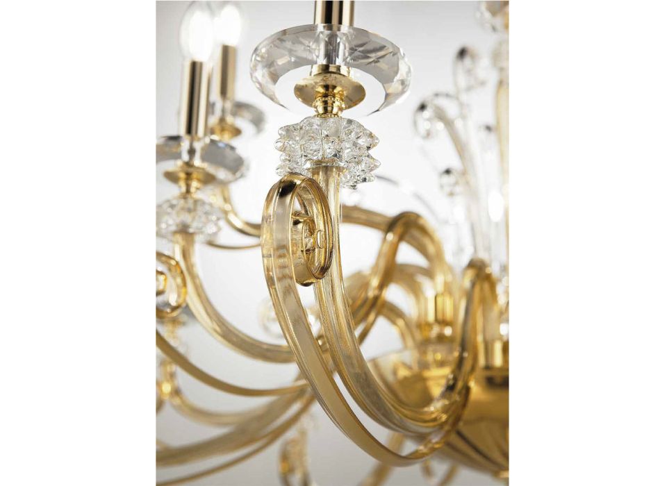 Lustr 6 světel z foukaného skla a klasický luxusní křišťál - Cassea Viadurini