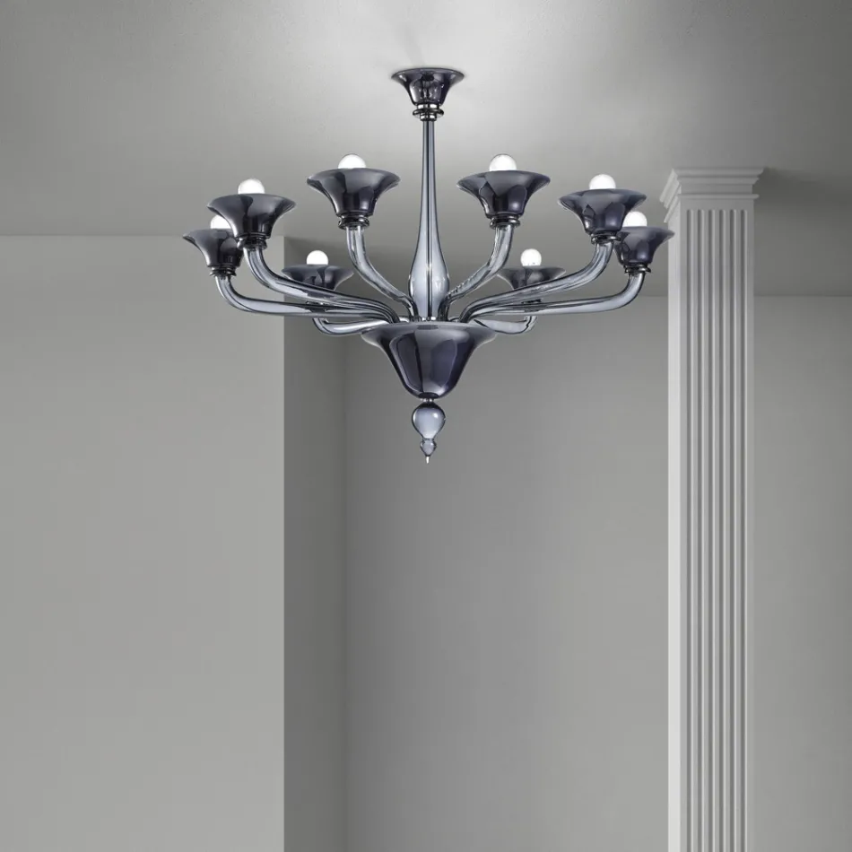 Lustr z benátského skla 8 světel Made in Italy - Ismail Viadurini