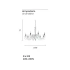 Klasický lustr s 8 světly, italské ručně vyráběné sklo a křišťál - Malajsie Viadurini