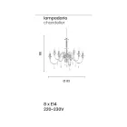 Lustr 8 světel Klasické italské sklo ručně vyráběné Teal - Similo Viadurini
