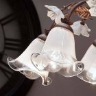 Lustr 8 světel ze železa a pískovaného skla s keramickými růžemi - Siena Viadurini