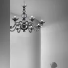 8 světel Lustr z benátského skla a kovu Made in Italy - Foscarino Viadurini