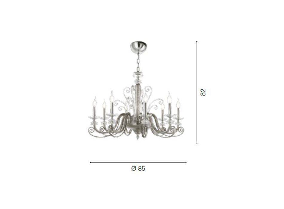 Lustr 8 světel z foukaného skla a klasický luxusní křišťál - Cassea Viadurini