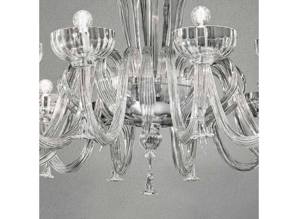 12 lehký ručně vyrobený lustr ze skla, vyrobený v Itálii - Regina Viadurini
