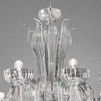 12 lehký ručně vyrobený lustr ze skla, vyrobený v Itálii - Regina