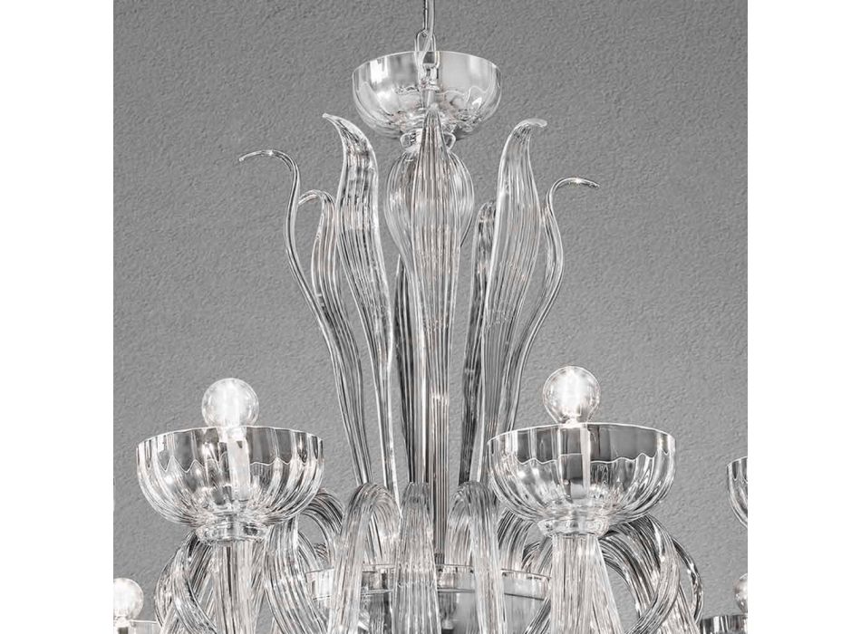 12 lehký ručně vyrobený lustr ze skla, vyrobený v Itálii - Regina Viadurini