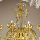 Lustr 16 světel v benátském skle a zlatě, ručně vyráběný v Itálii - Regina Viadurini