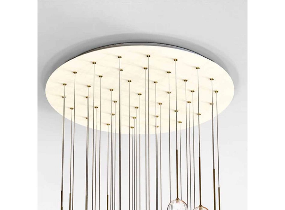 Lustr 40 světel v leštěné mosazi a skle vyrobený v Itálii, luxusní - Selene Viadurini