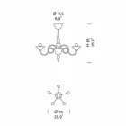 Skleněný lustr 5 světel z Benátek, vyrobený v Itálii - Margherita Viadurini
