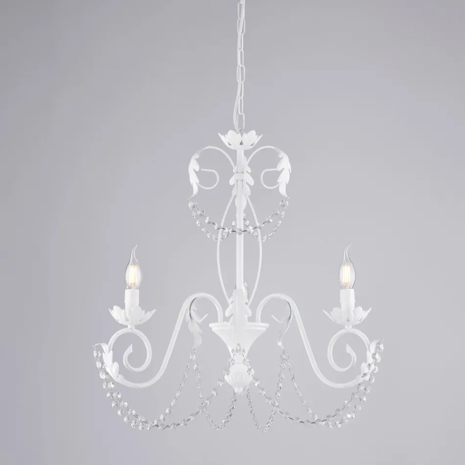 5-světlý lustr z kovu a křišťálu pro dramatické osvětlení – Perla Viadurini