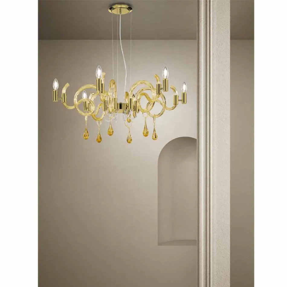 6 lehkých ručně vyráběných skleněných lustrů v Benátkách vyrobených v Itálii - Bernadette Viadurini