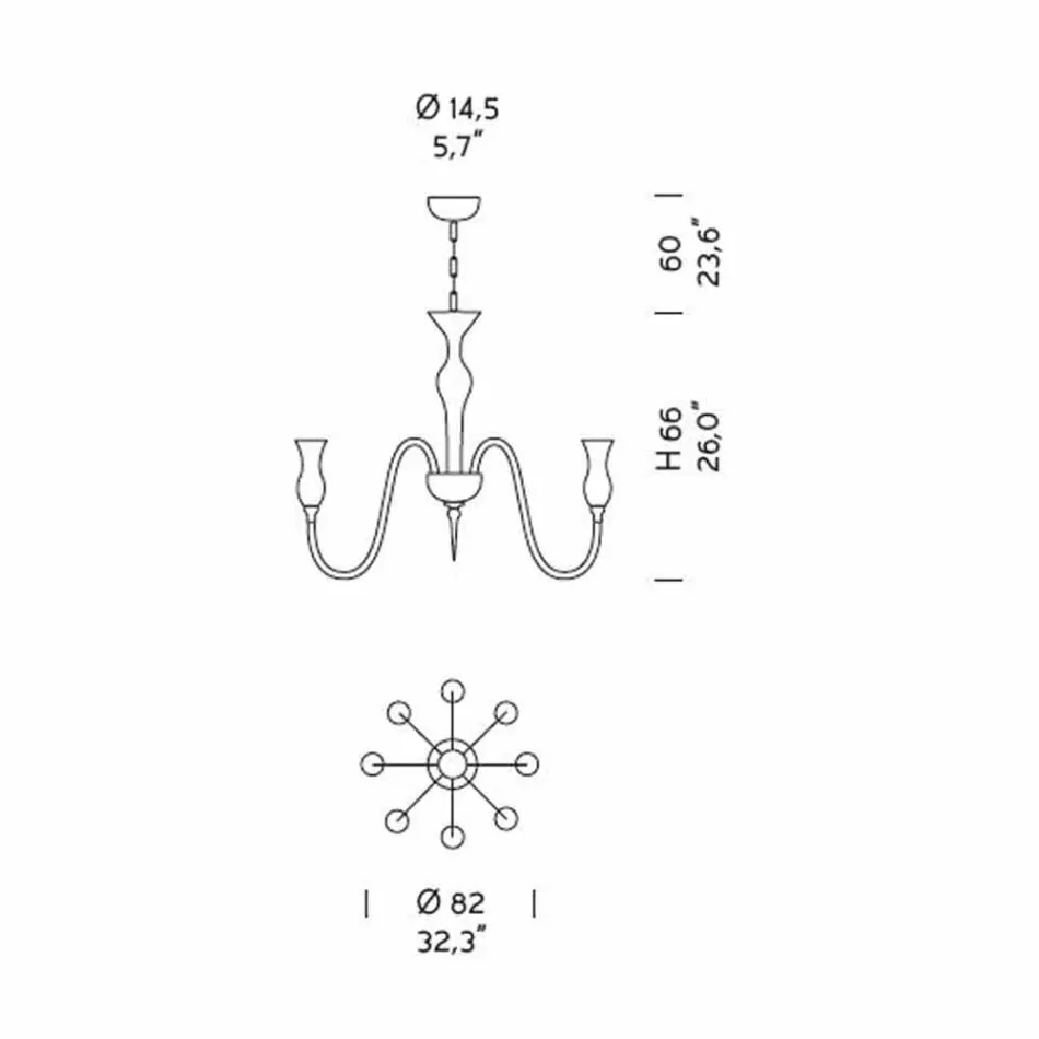 Řemeslný 8-světelný lustr z kouřového benátského skla vyrobený v Itálii - Vittoria Viadurini