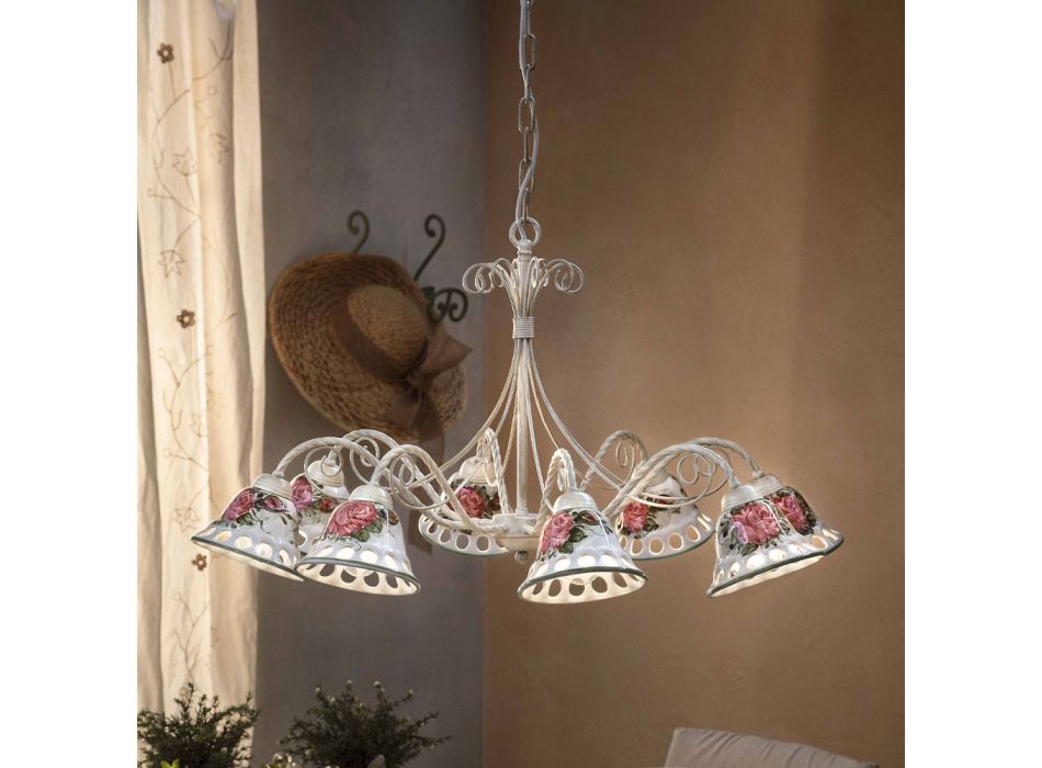 Ručně vyráběný keramický lustr 8 světel s Passanastri - Neapol Viadurini