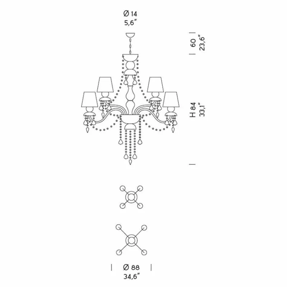 Lustr 8 světel v ručním benátském skle, vyrobený v Itálii - Milagros Viadurini
