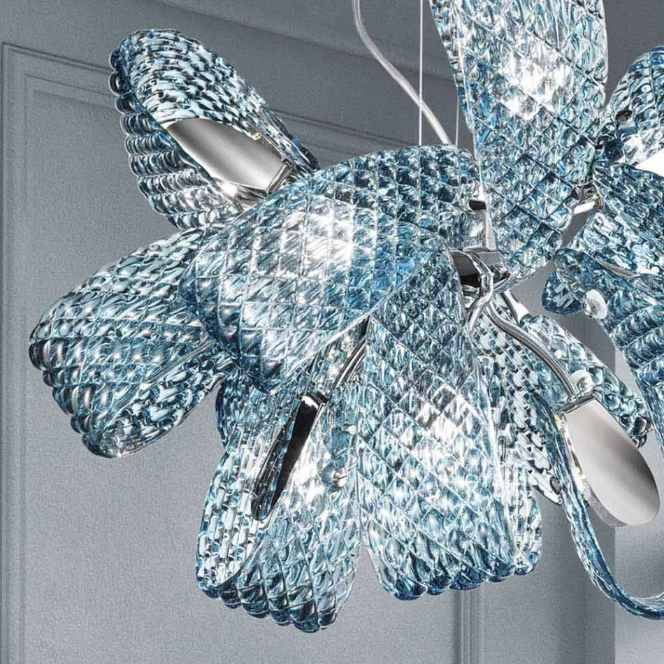 Lustr z 9 lehkého benátského skla, ručně vyrobený v Itálii - Diamonique Viadurini