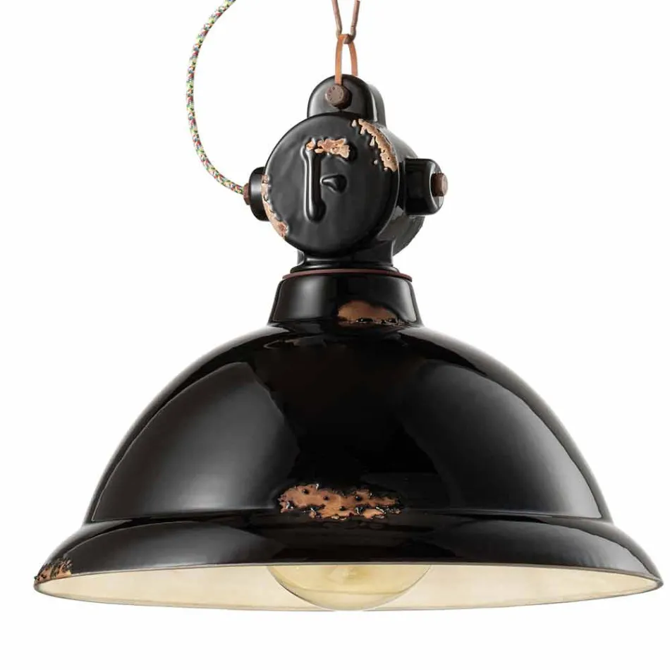 Lustr zvonek vinobraní keramiky a metalo Angela Ferroluce Viadurini